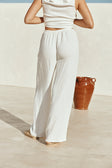 White Cotton Drawstring Saskia Pants