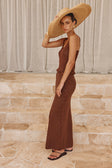 Chocolate Brown High Waist A-Line Maxi Ellarose Skirt