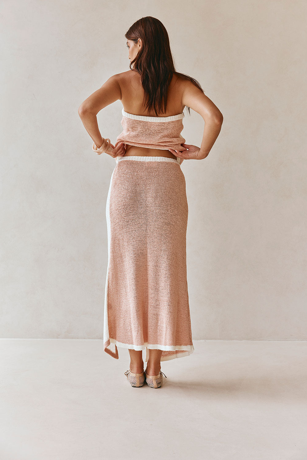 Pink Knit Overlay Elastic Maxi Danita Skirt