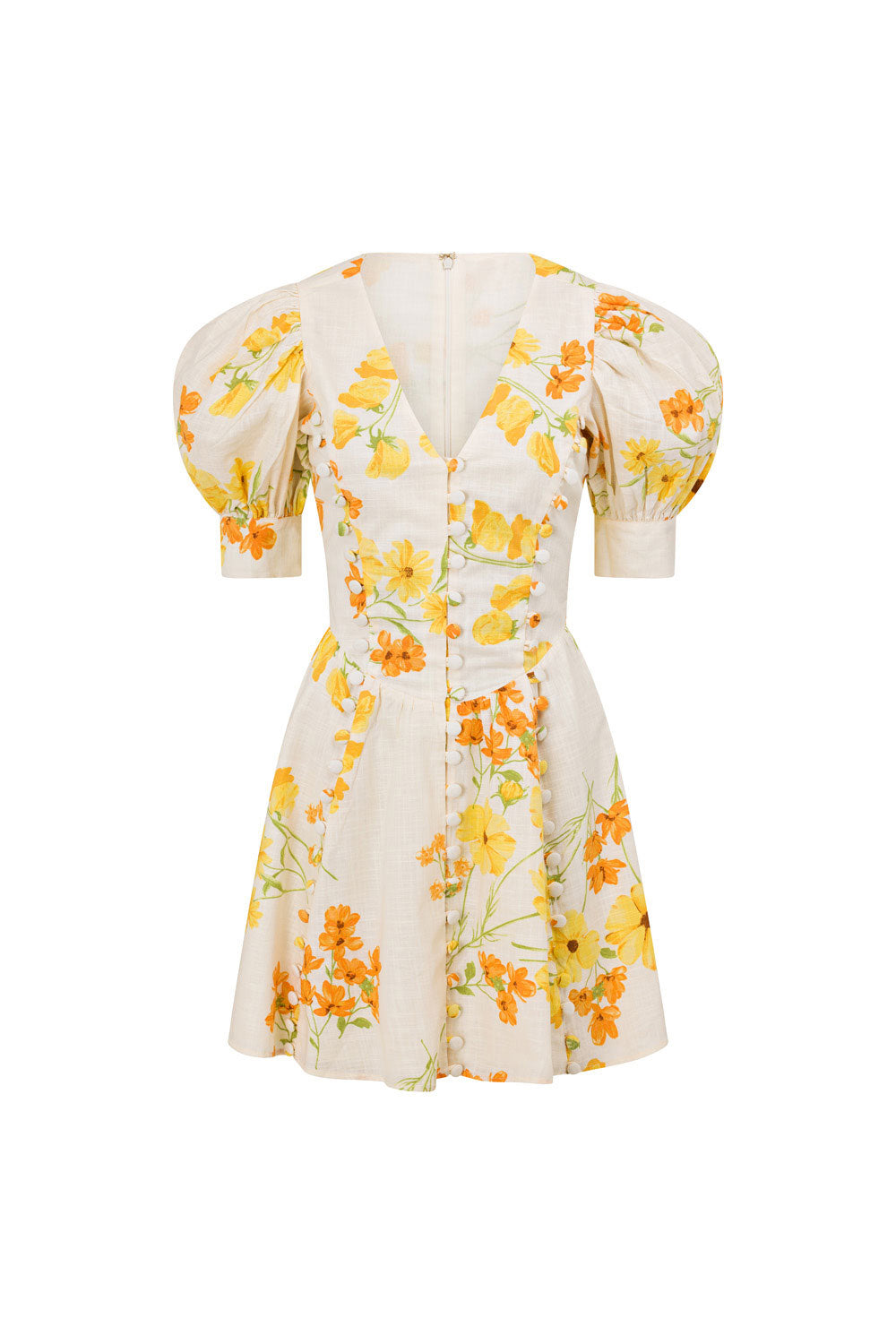 Deon Button Mini Dress - Yellow