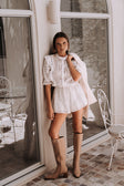 White Puff Sleeve Ruffle Alvaro Playsuit 