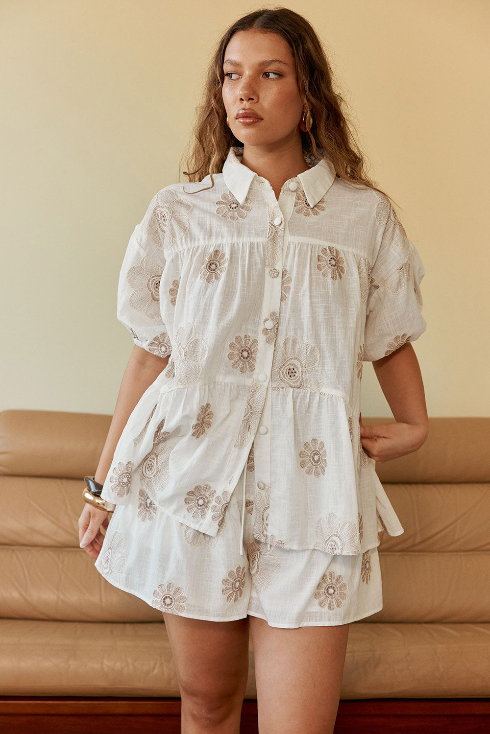 SAMPLE-Camela Top - Broderie Motif