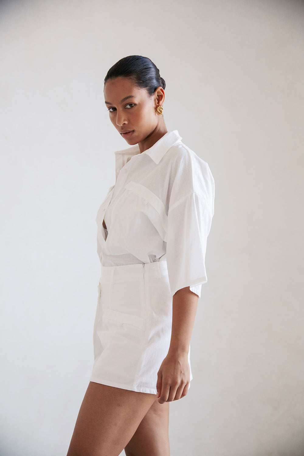 White High Waist Wrap Mini Paige Skort