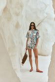 Blue Floral Paradesios Print Button Up Cassia Shirt
