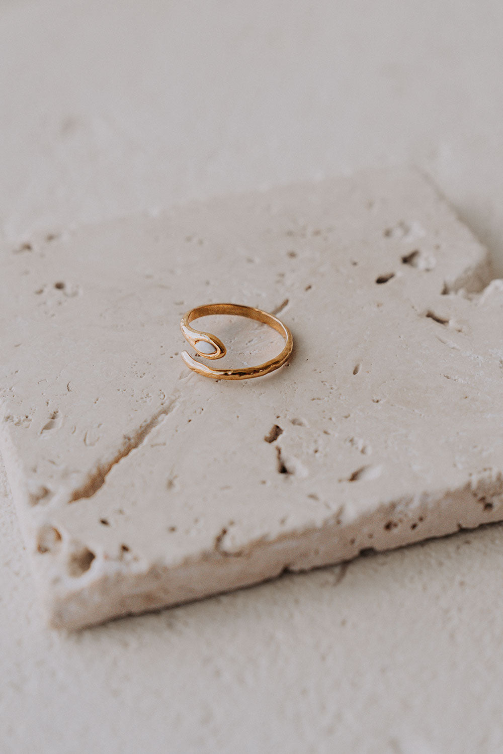 18 K Gold Plated White Stone Thin Valone Ring