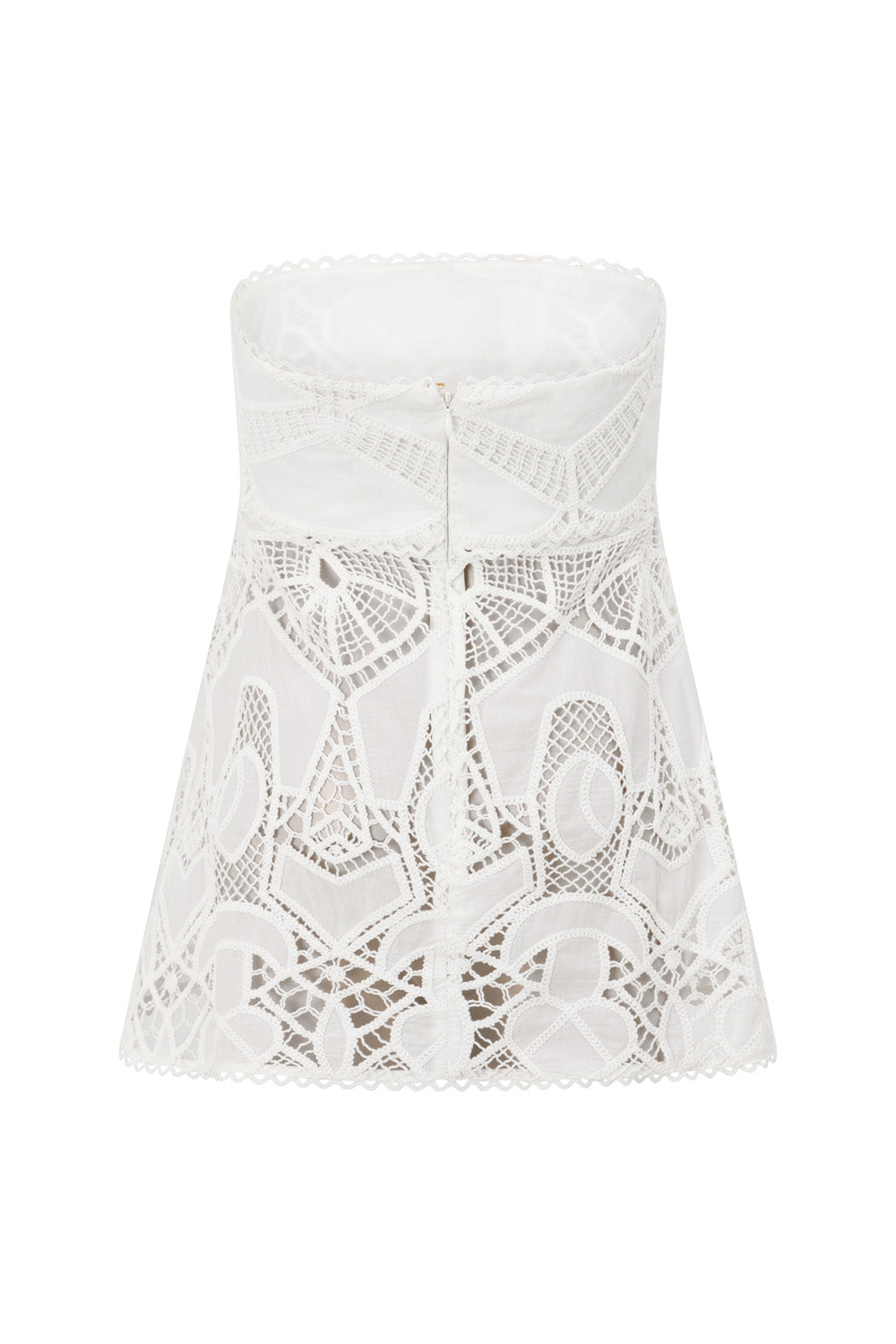 White Embroidered Cutwork Strapless Donna Top