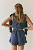 Dark Blue Denim Elastic Drawstring Elixir Shorts