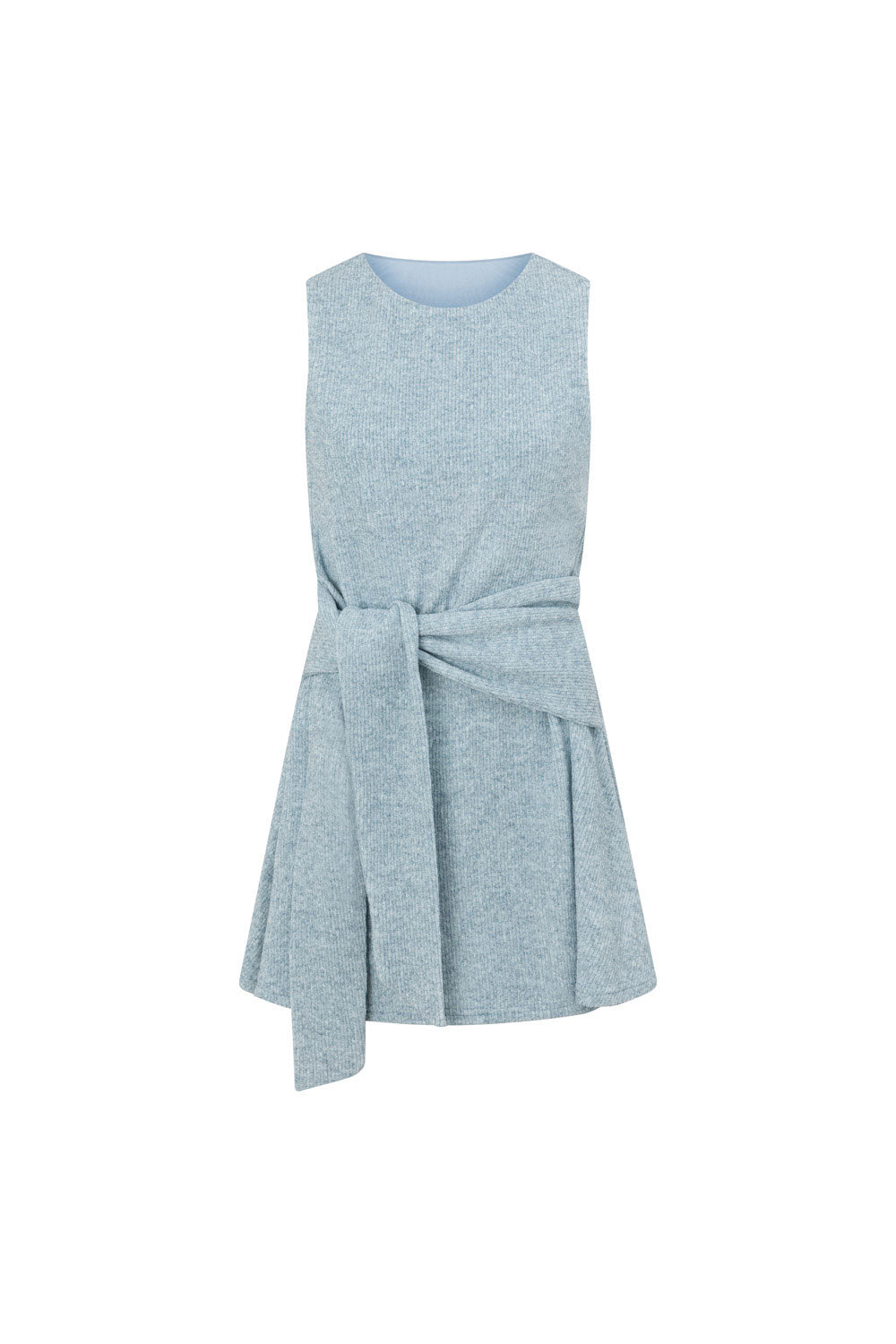 Blue Knit Front Tie Mini Narah Dress