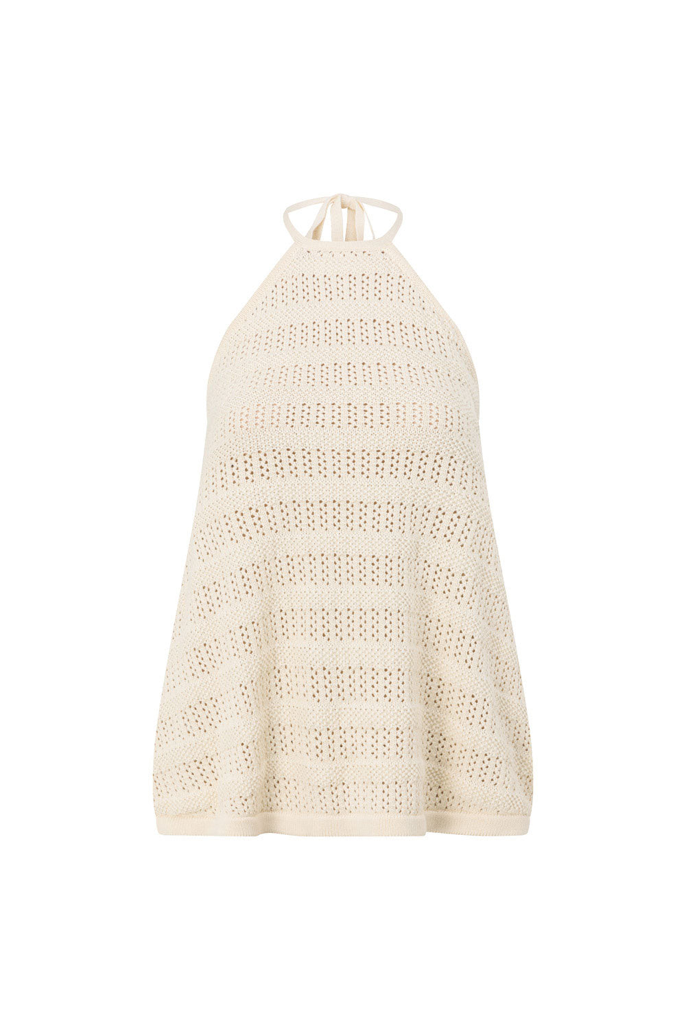 Beige Knit Halter Neck Backless Zhuri Top