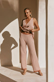 White and Coral Orange Stripe Elastic Billy Pants