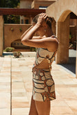 Orange Barrosa Print One Shoulder Mini Zello Dress
