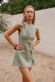 Sage Green A-Line Bow Mini Kapri Dress