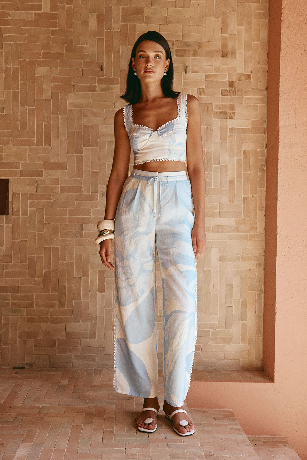 Blue Il Lido Print Drawstring Pocket Isabella Pants