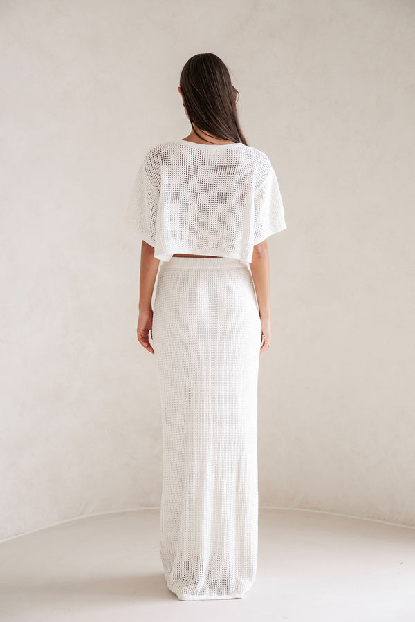 Bridal White Knit Maxi Mekkah Skirt