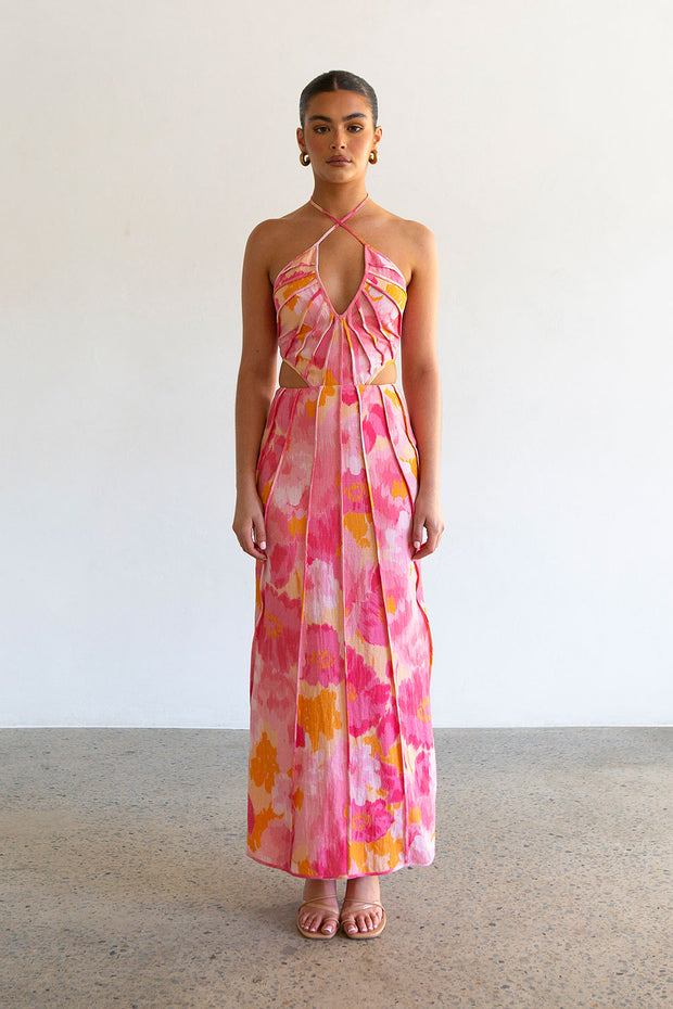 SAMPLE-Tallulah Midi Dress - Pink Gerbera