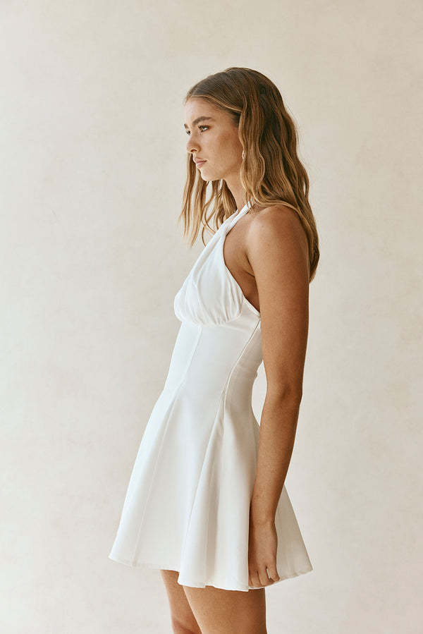 White Backless Cross Halterneck Mini Jorden Dress
