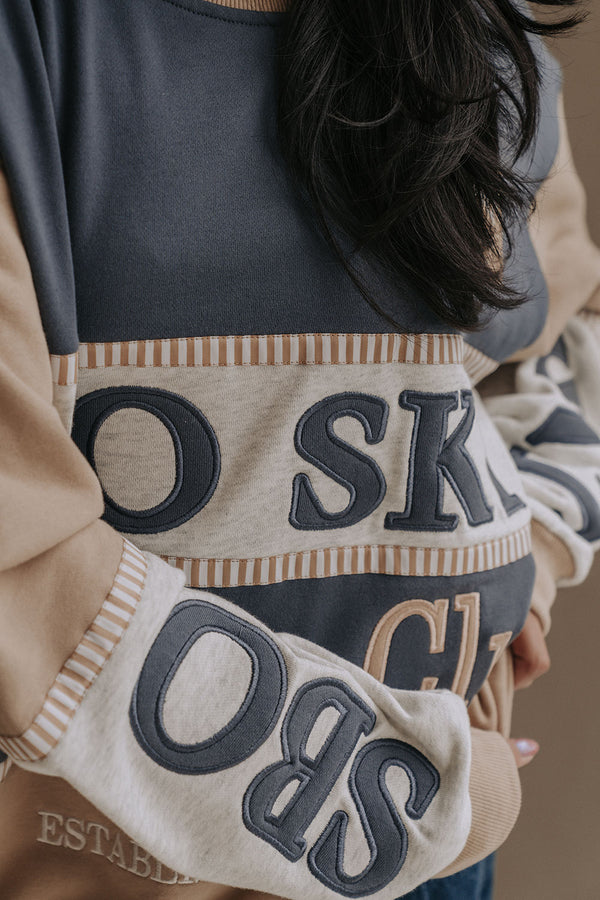 Vienna Sweater - Terry Blue, White, Tan, Grey