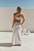 White and Brown Stripe Maxi Aston Skirt