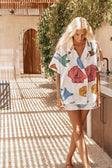 White Shell By The Sea Print Button Up Avery Top