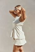 Cream Structured Pleated Dart Breezy Top