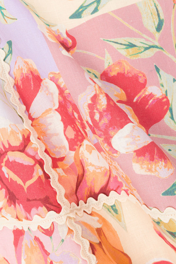 Pink Desert Rose Print V Neck Maxi Evia Dress