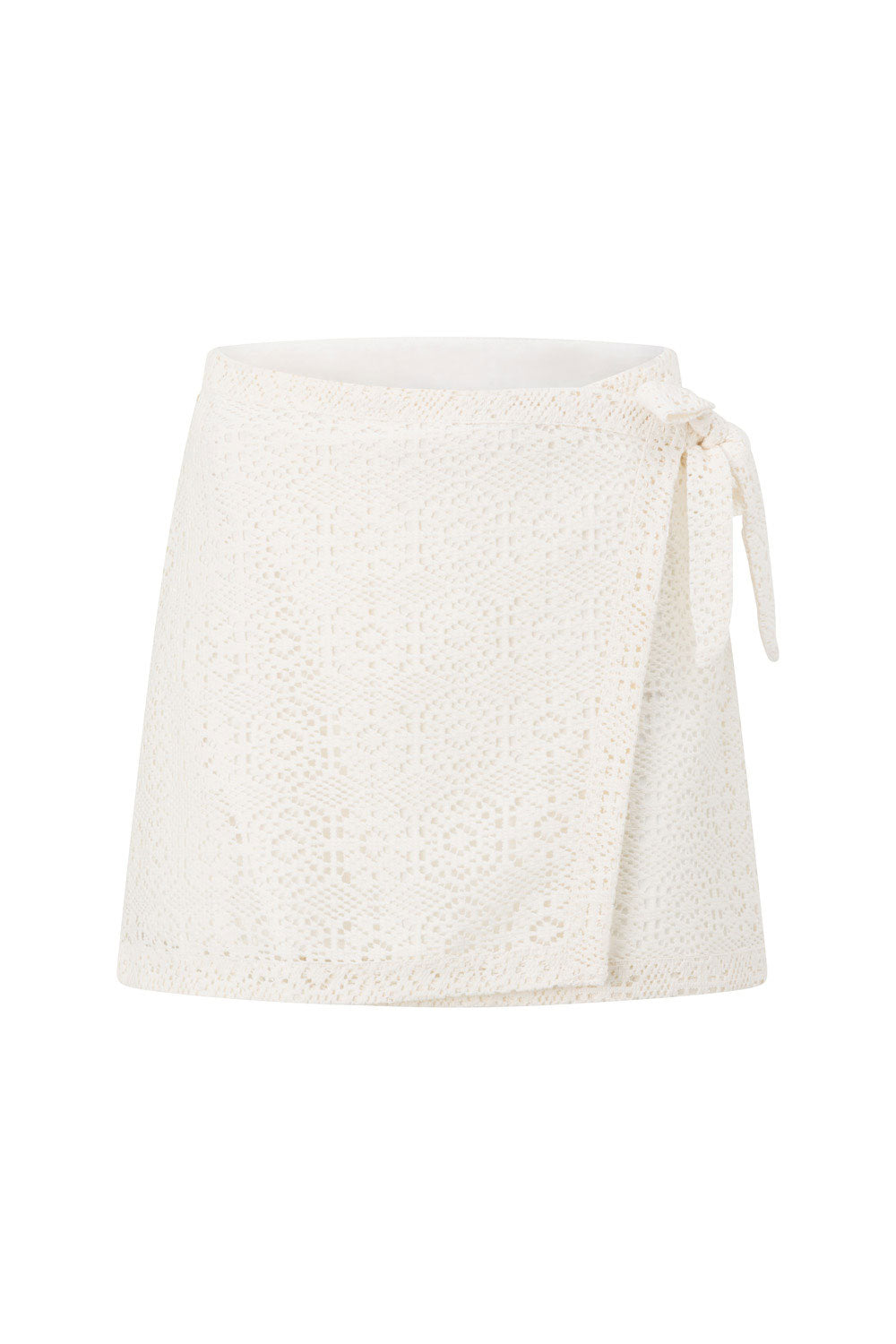 White Crochet Style Wrap Mini Alina Skirt