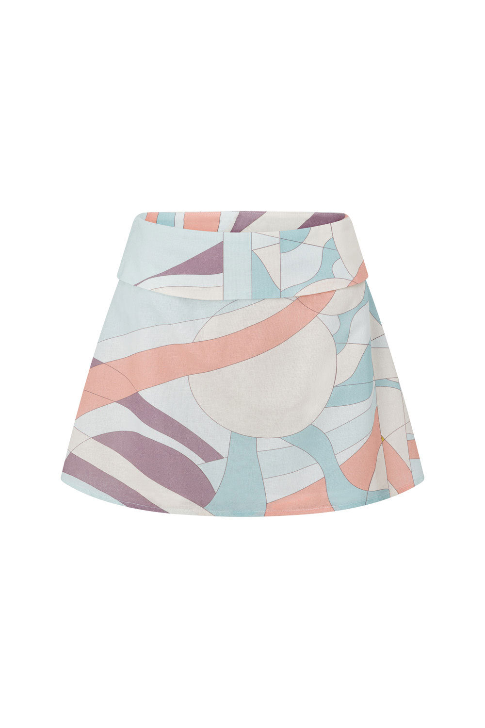 White Halcyon Print High Waist Mini Ria Skirt
