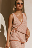White and Coral Orange Stripe Wrap Billy Top