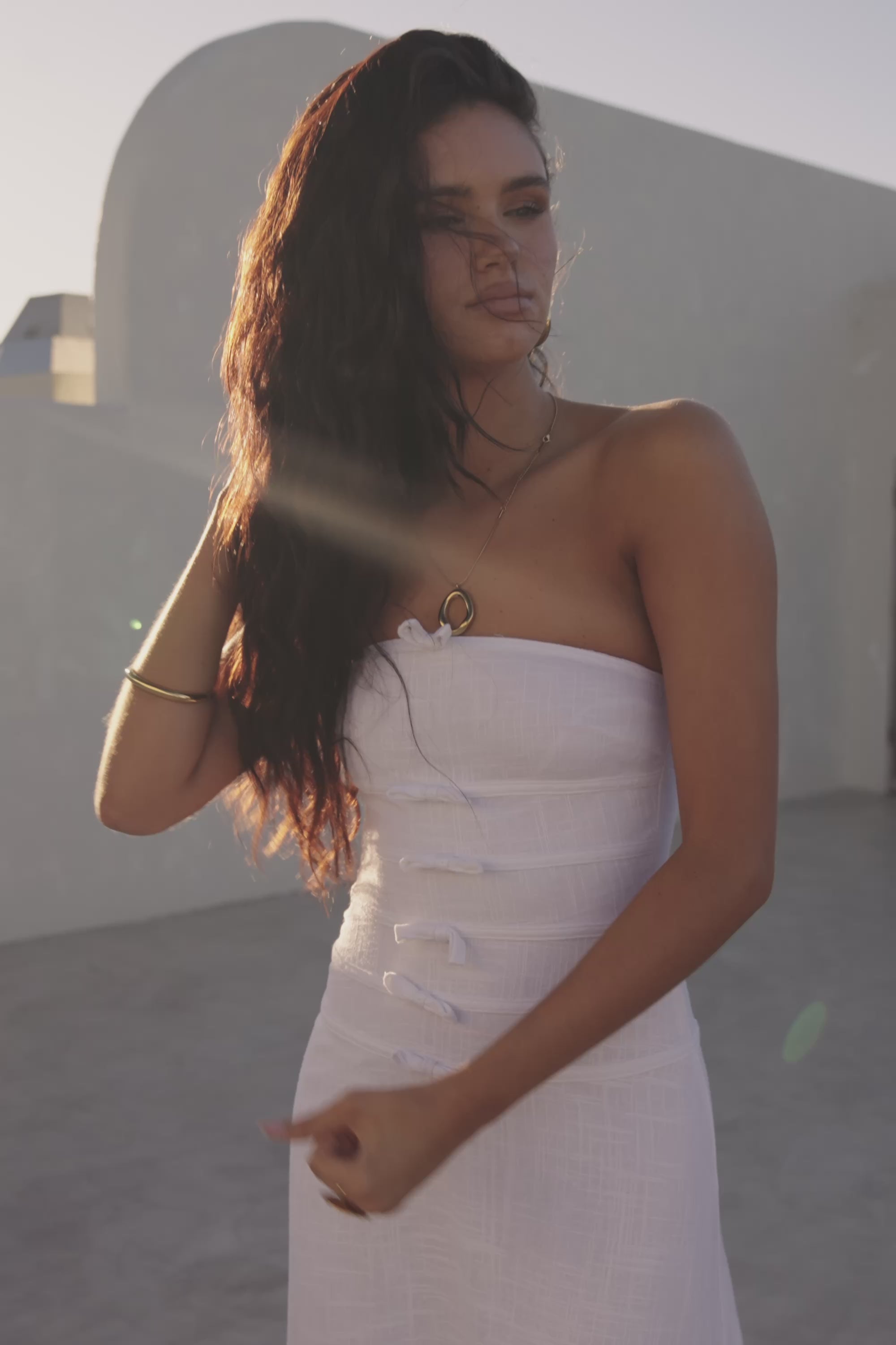 Bridal White Strapless Bow Palais Maxi Dress