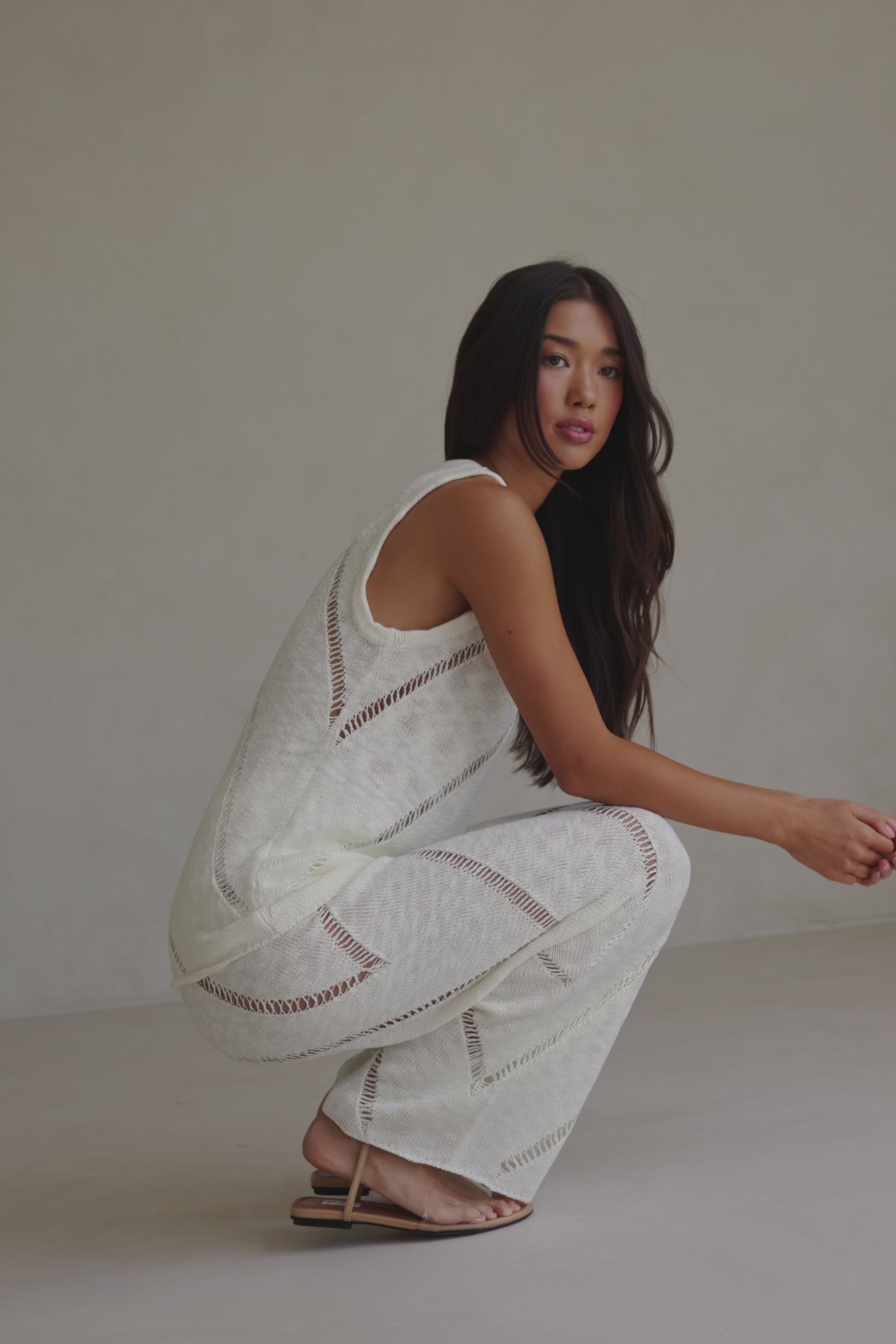 Cream Knit Boxy Ladder Pannel Josiah Top