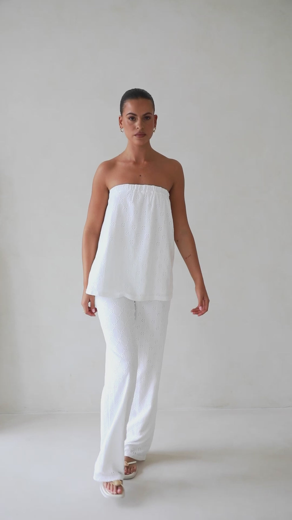 White High Waist Elastic Drawstring Ellira Pants
