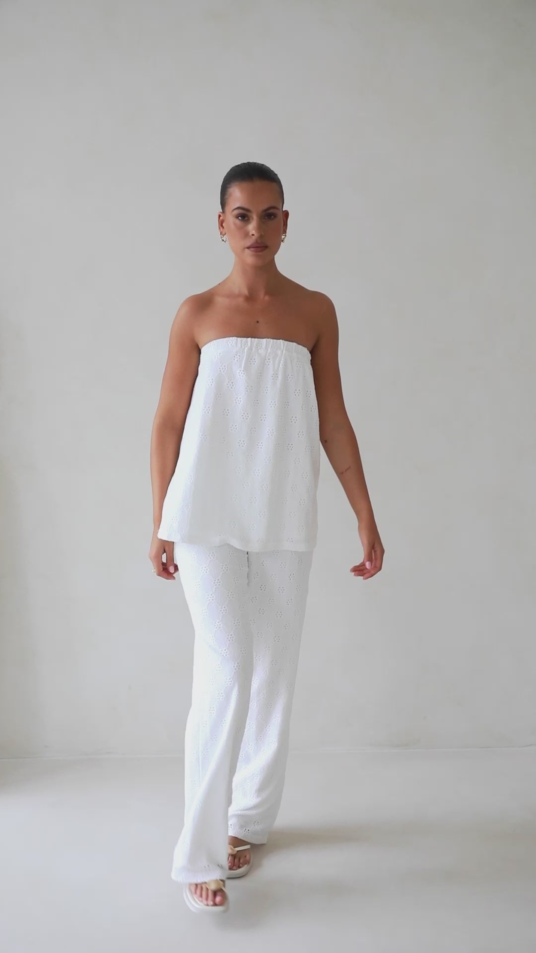 White High Waist Elastic Drawstring Ellira Pants