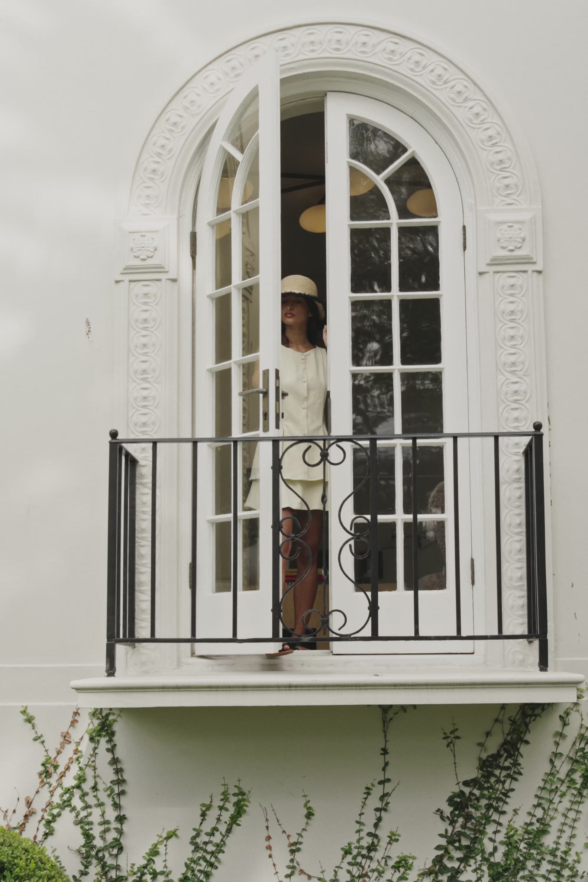 Cream High Waist Button Detail Pleated Mini Mari Skirt