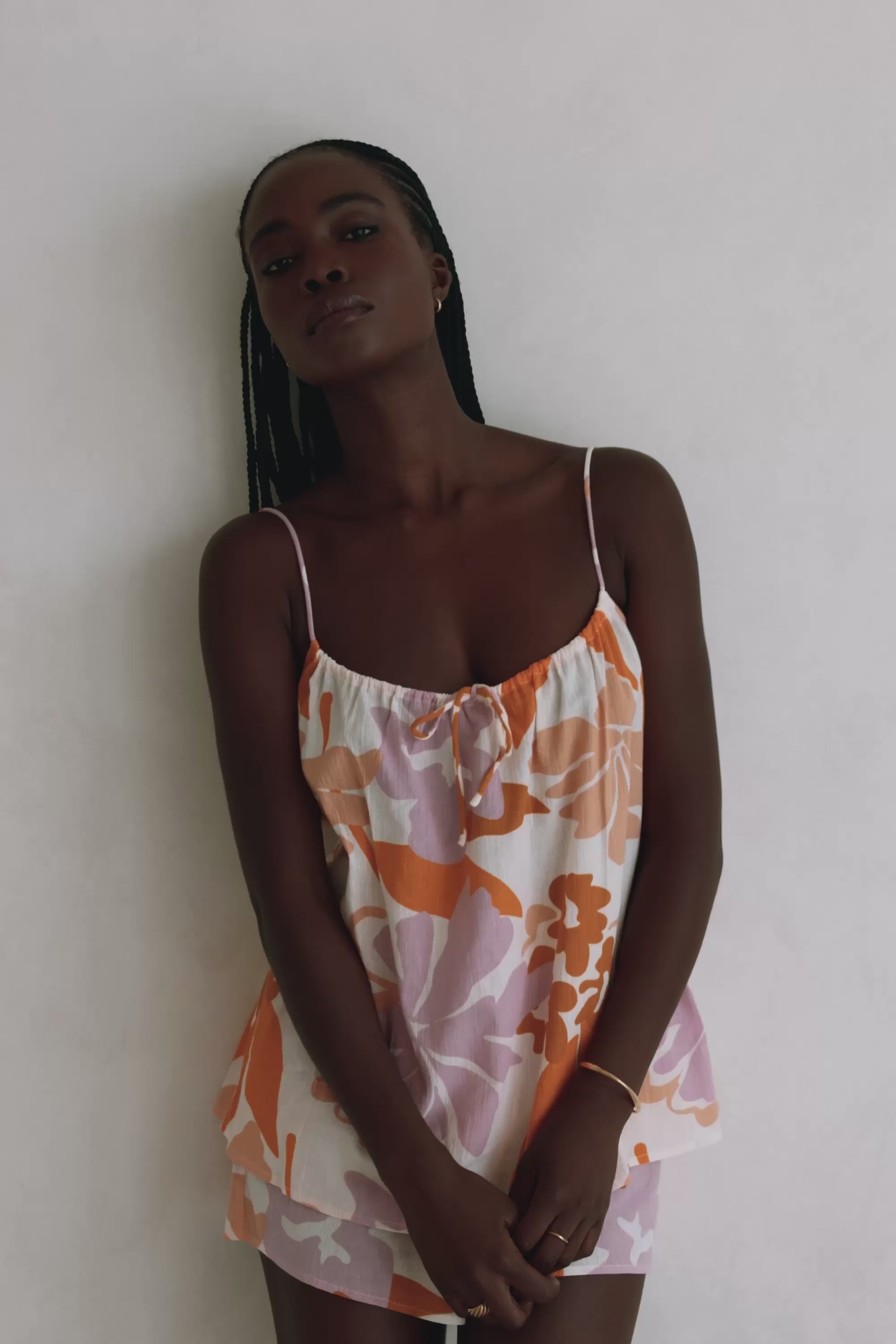 Jetta Top - Hibiscus Pink Orange Floral