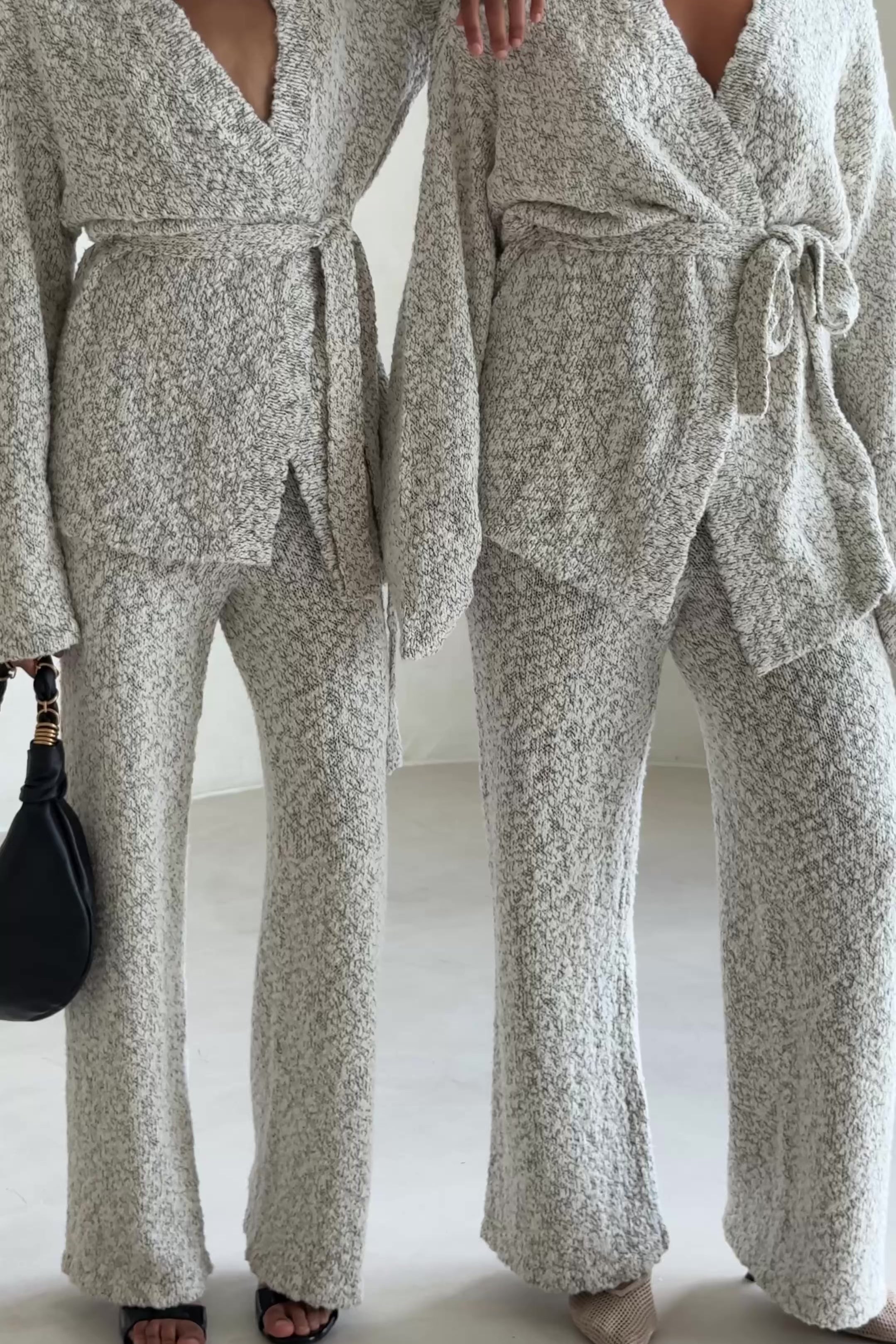 Grey Chunky Knit Long Sleeve Wrap Jamila Cardigan – SABO