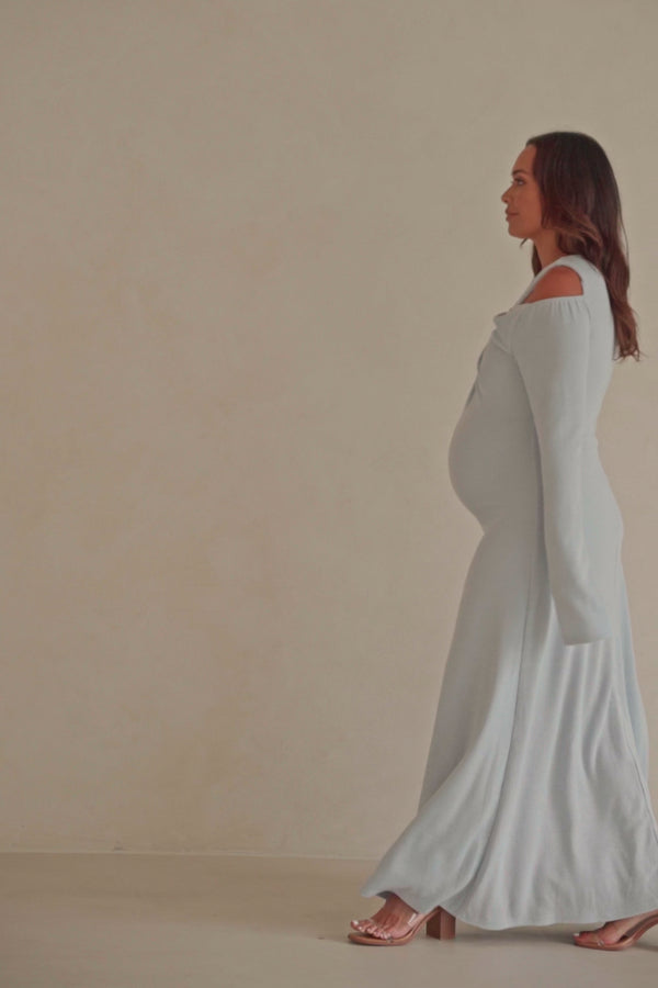 Blue Long Sleeve Cutout Maxi Nyla Dress