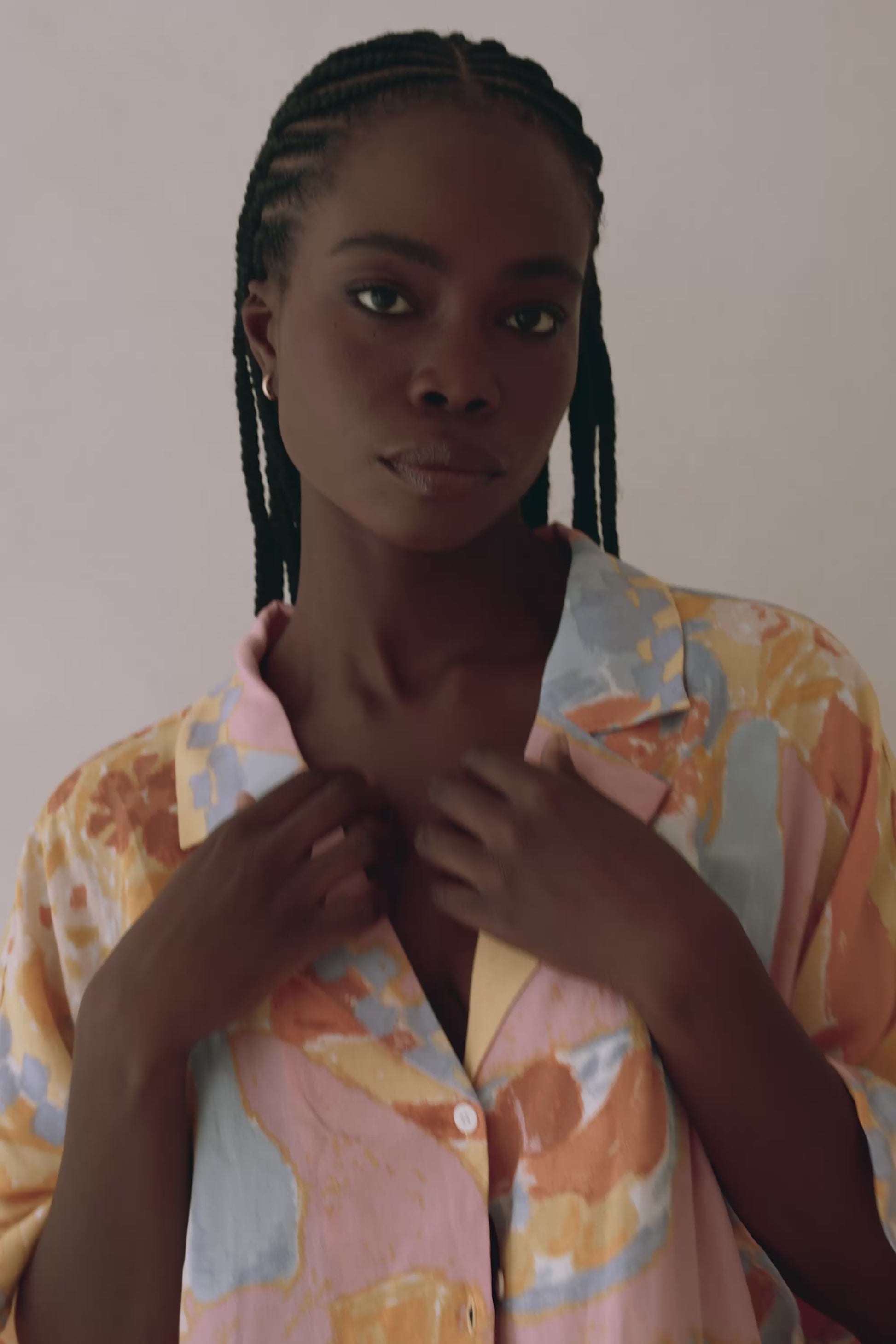 Chey Button Up Top - Morning Peach Floral Yellow Pink Orange