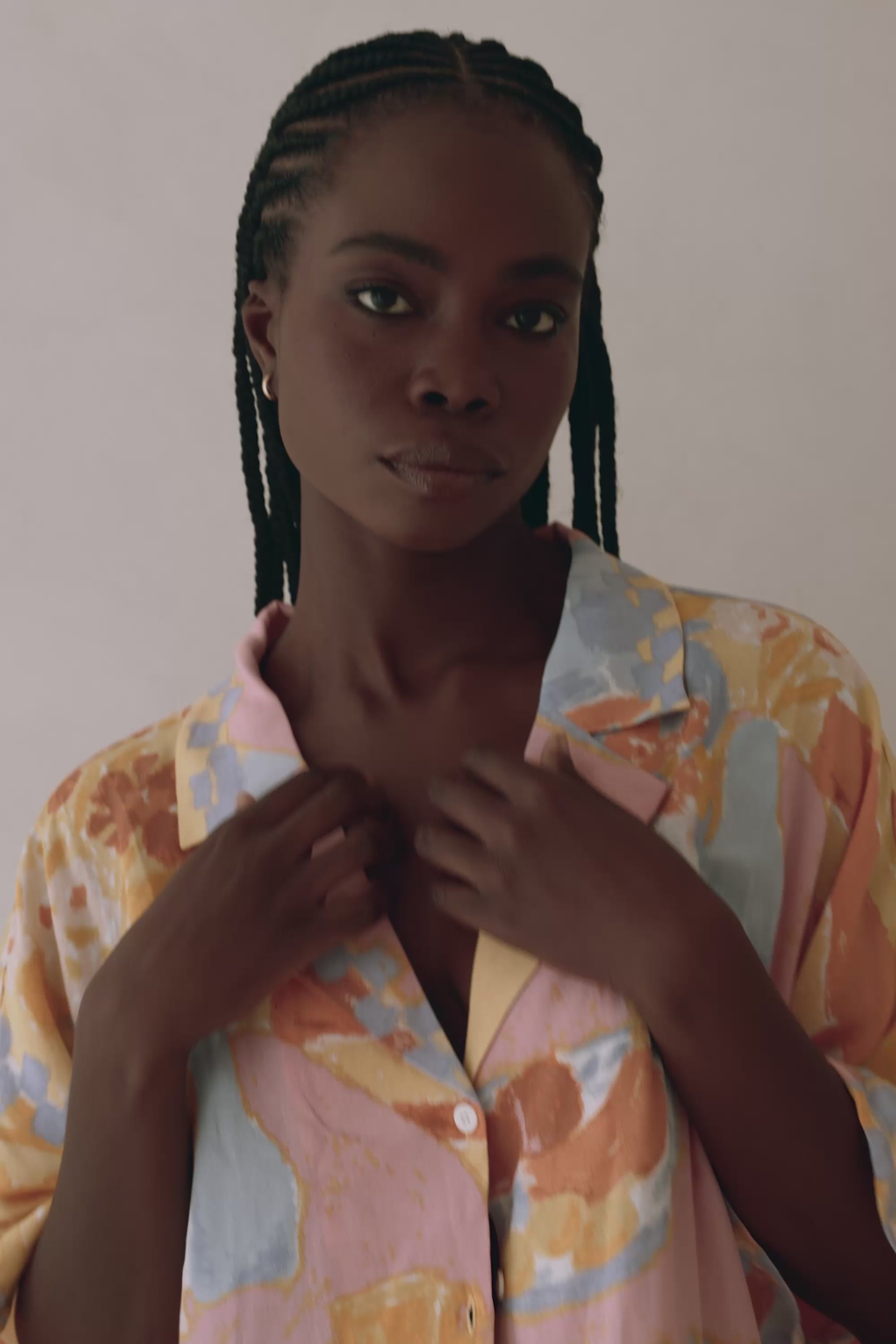 Chey Button Up Top - Morning Peach Floral Yellow Pink Orange