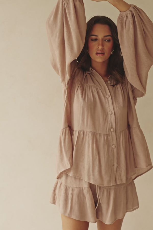 Mushroom Brown Drawstring Panelled Huxley Shorts