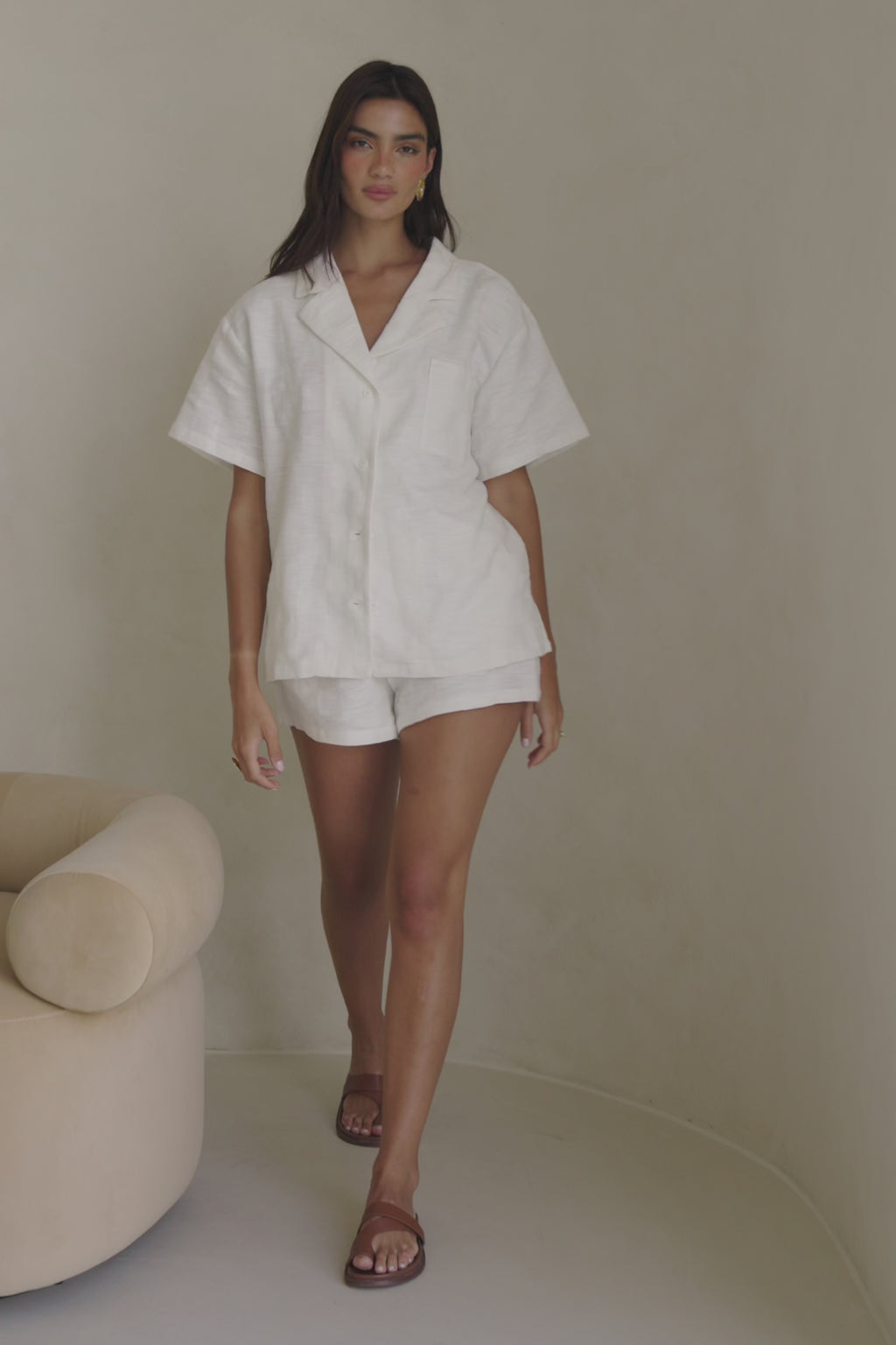 White Fold High Waist Pocket Cena Shorts