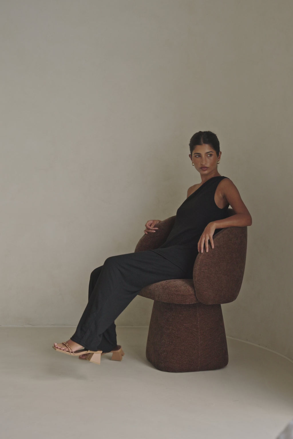 Black High Waist Elastic Drawstring Zen Pants