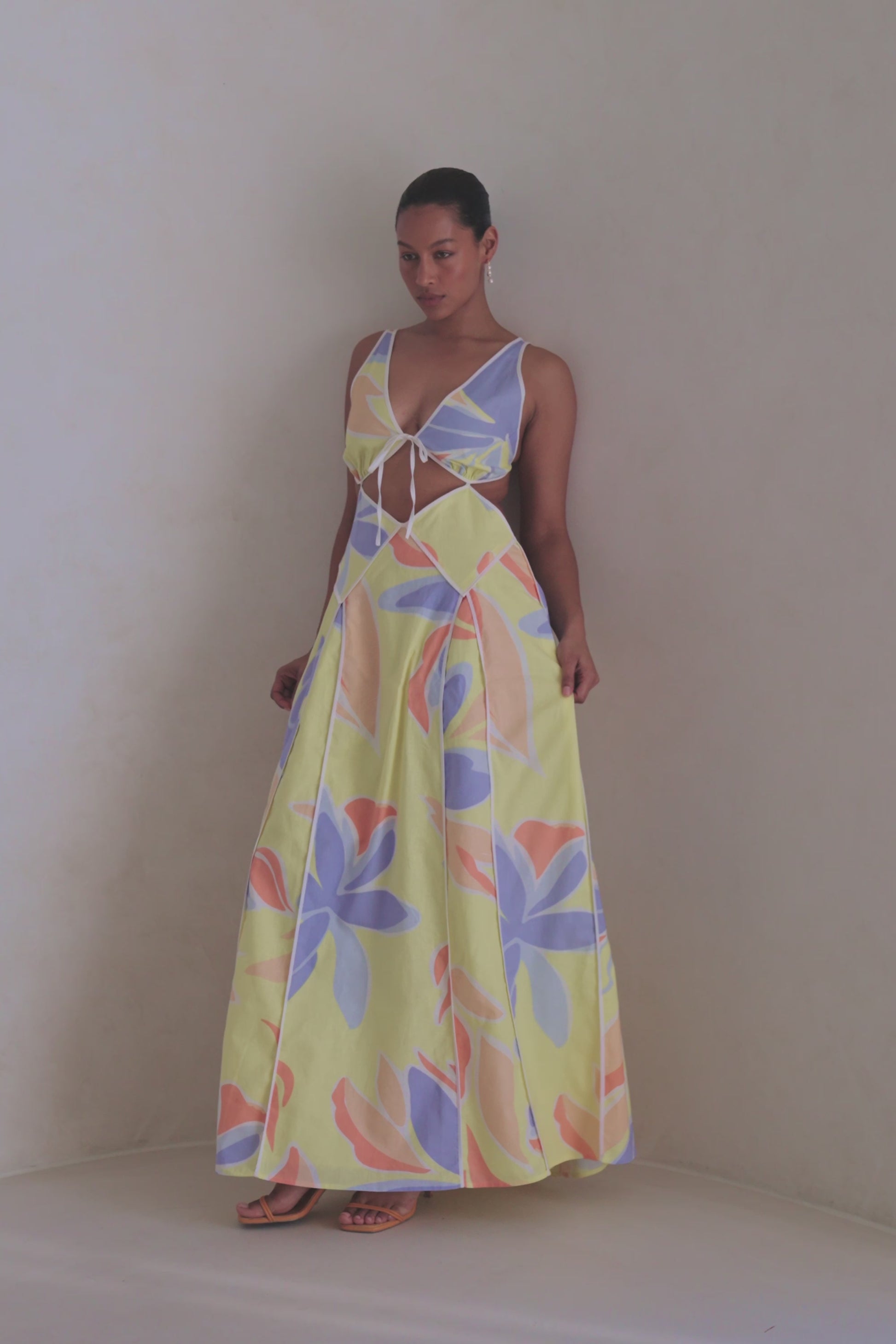 Montana Cutout Maxi Dress - Elia Purple Yellow Orange