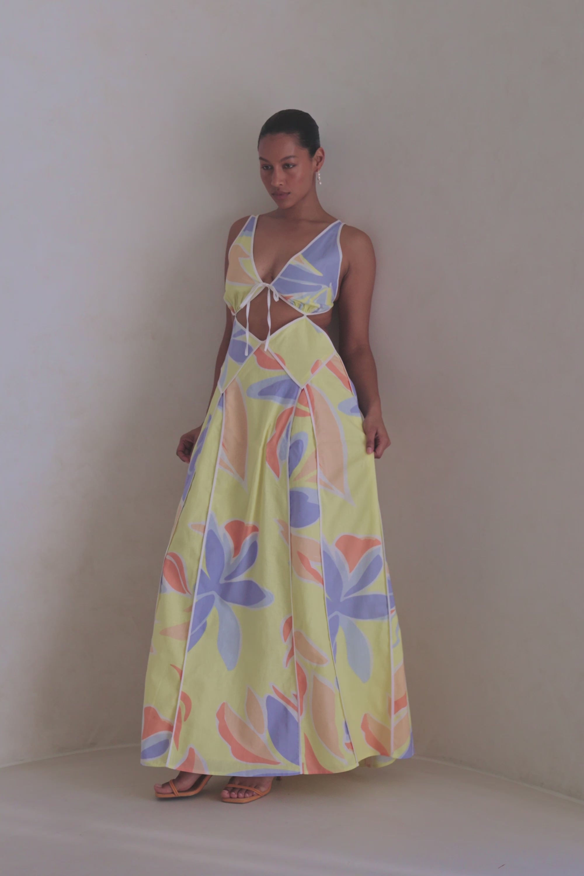 Montana Cutout Maxi Dress - Elia Purple Yellow Orange