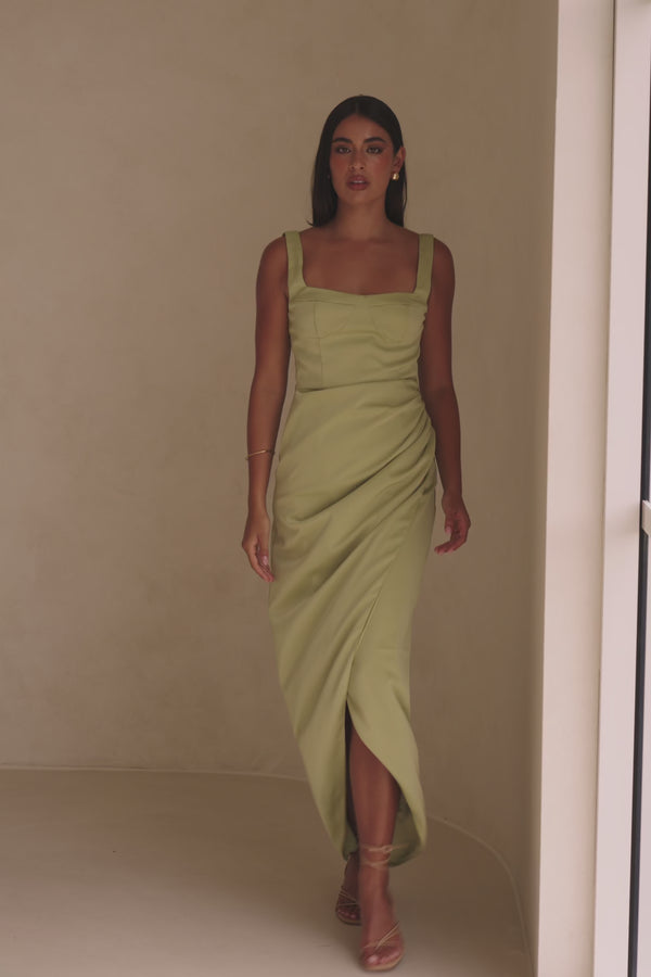 Green Split Midi Noah Midi Dress