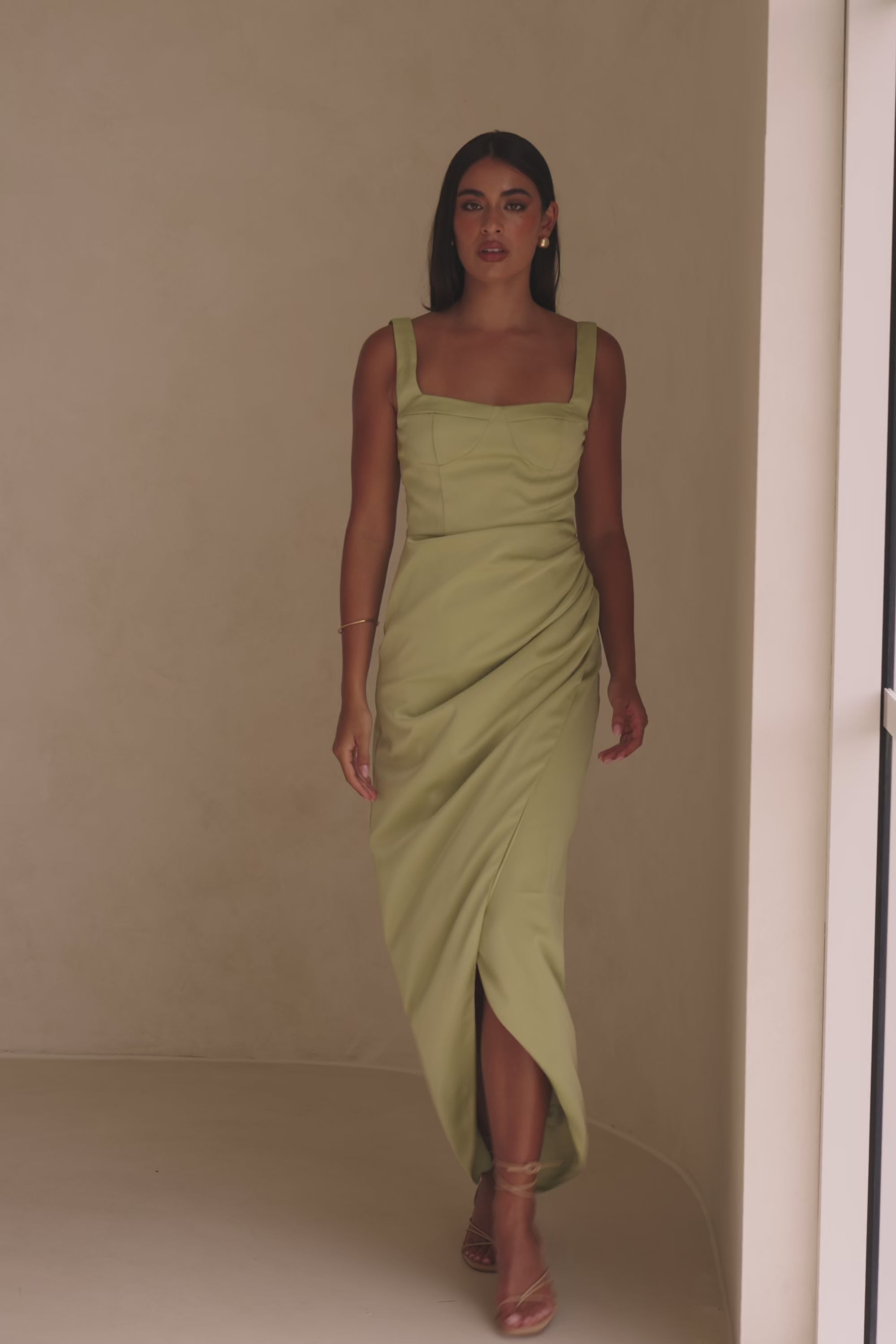 Green Split Midi Noah Midi Dress