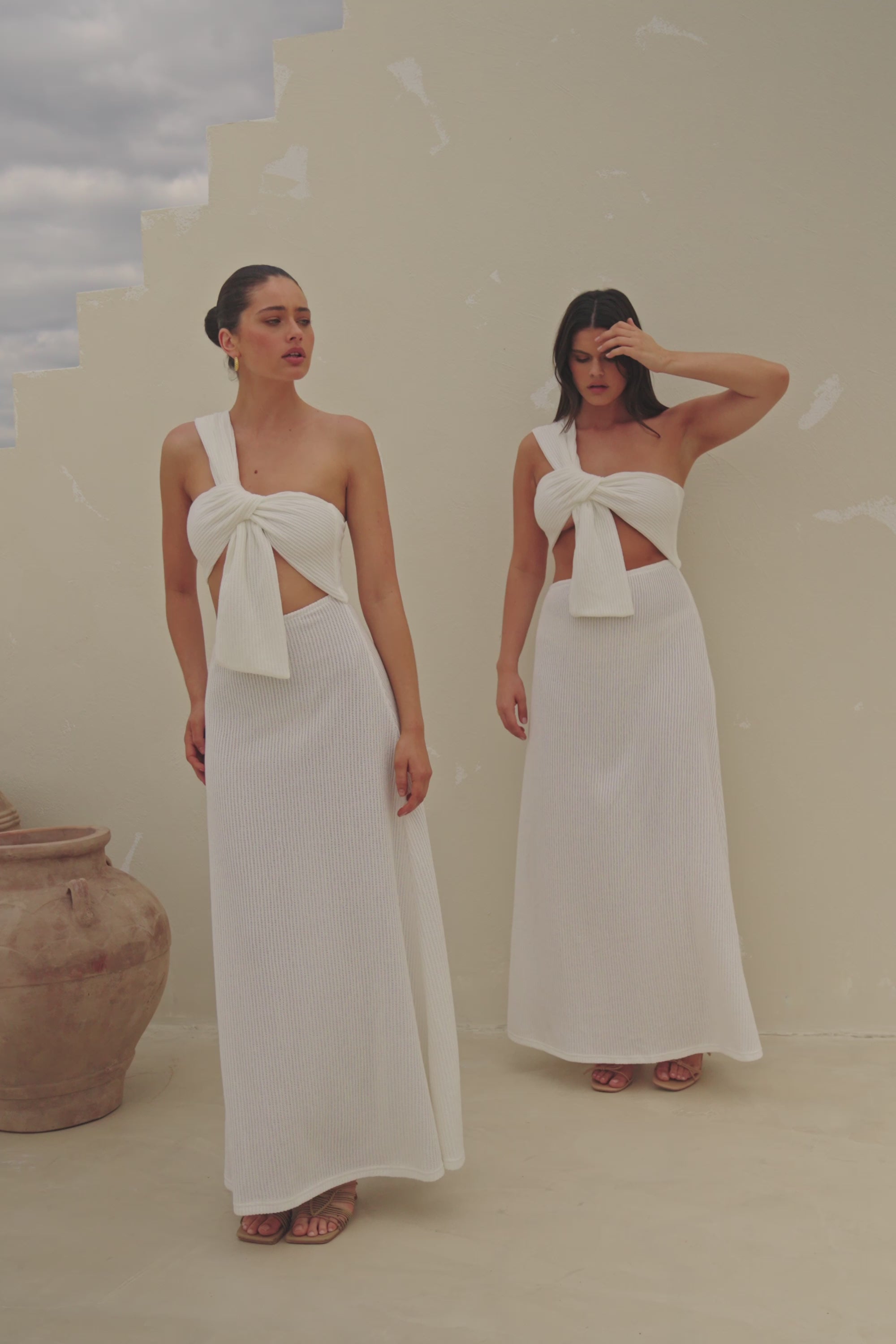 White One Shoulder Cut Out Maxi Artletta Dress