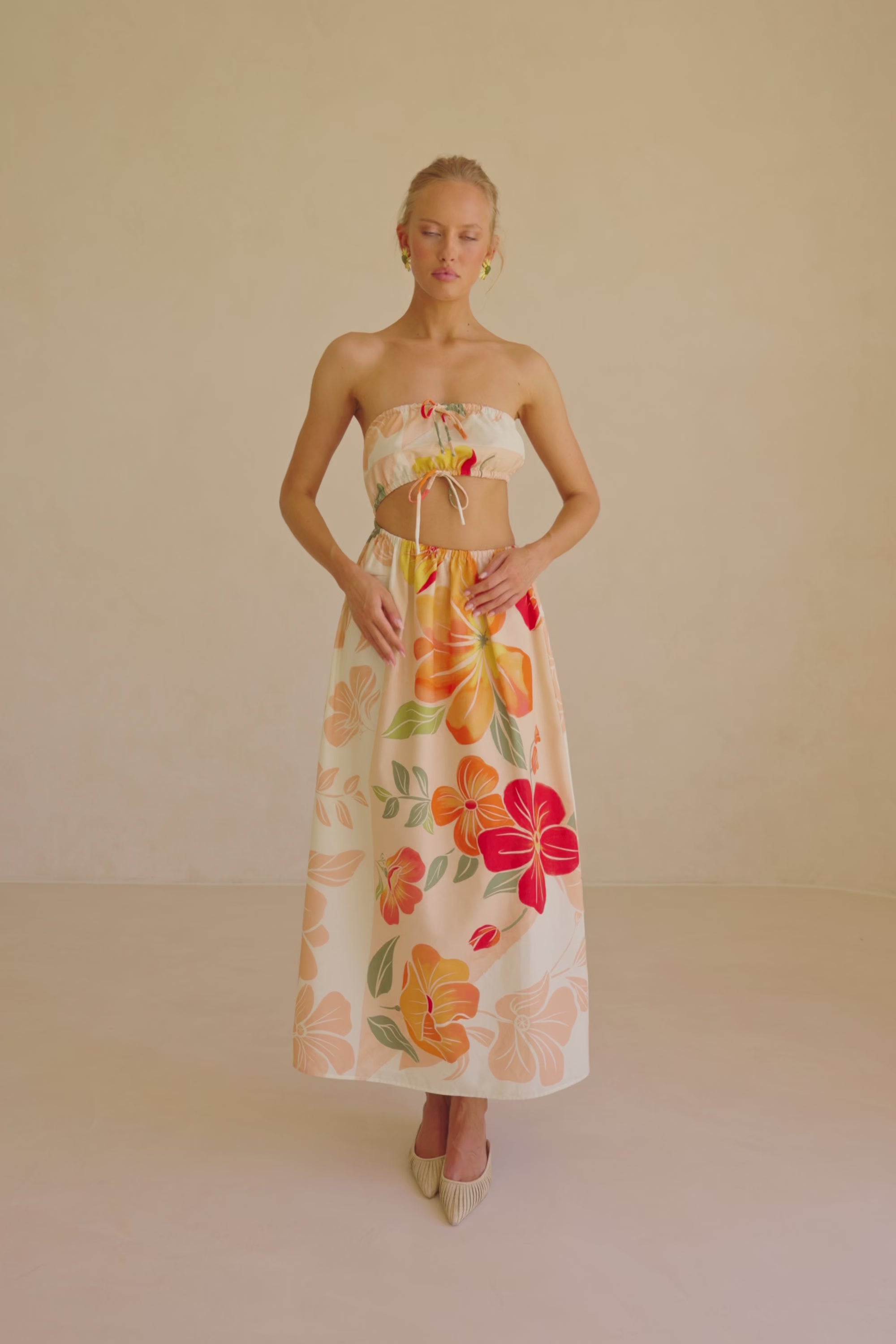 Pink Petal Scarf Tie Cutout Maxi Fei Dress