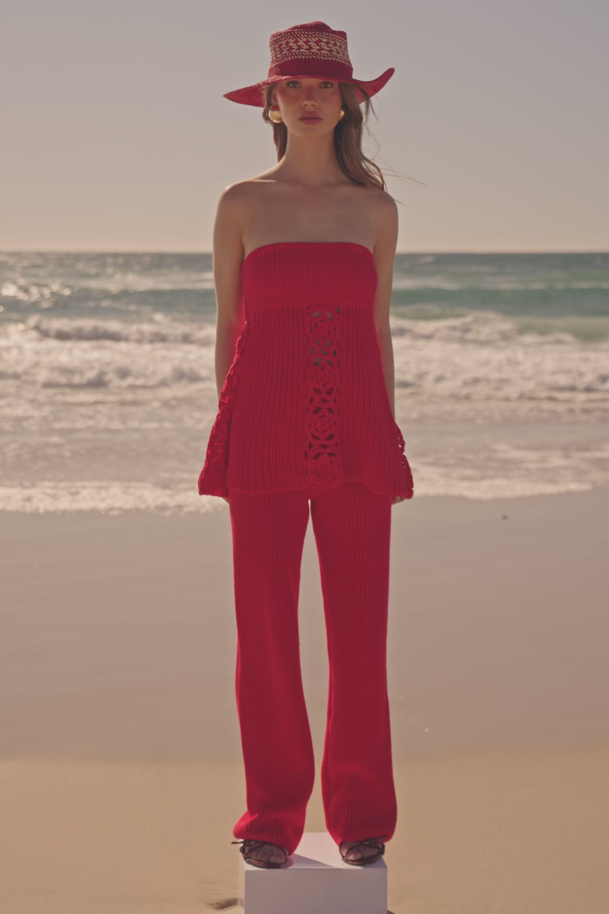 Red Rouge Knit High Waist Ellea Pants