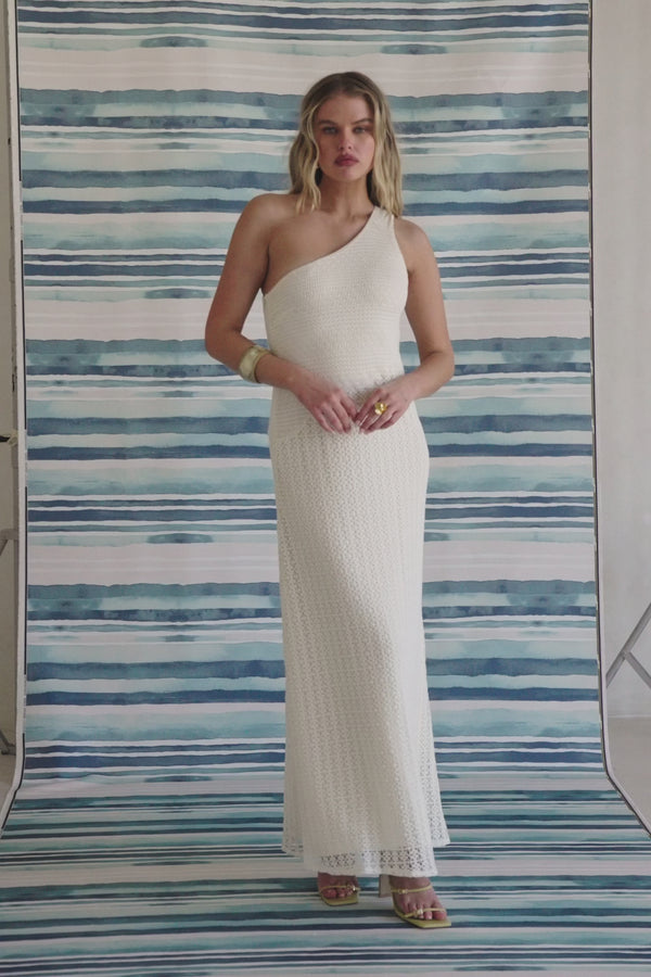 Ivory One Shoulder Bridal Maxi Ellita Dress