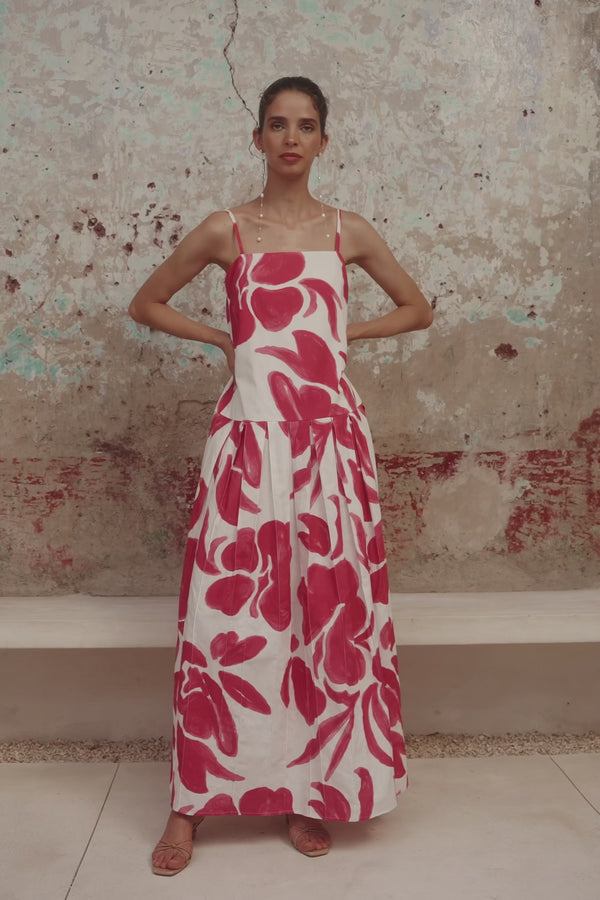 Bette Thin Strap Panelled Maxi Dress - Pink, White Ada Floral Print